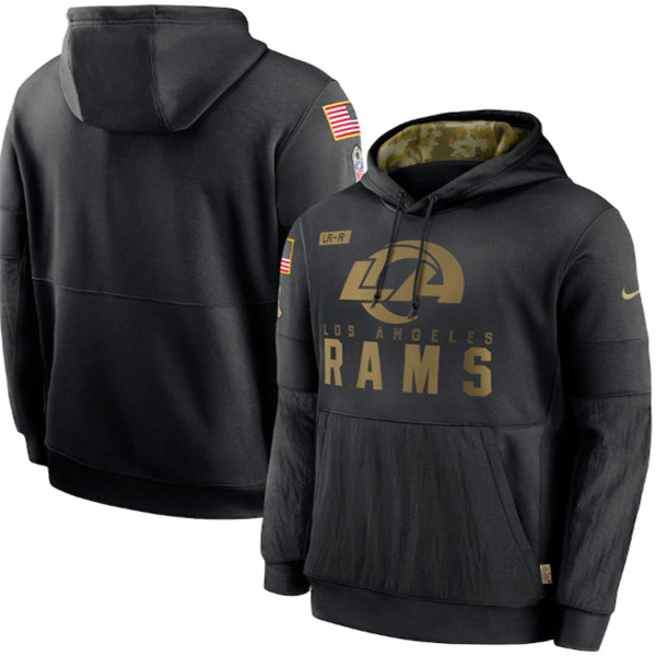Men's Los Angeles Rams Black NFL 2020 Salute To Service Sideline Performance Pullover Hoodie Men's Los Angeles Rams Black NFL 2020 Salute To Service Sideline Performance Pullover Hoodie